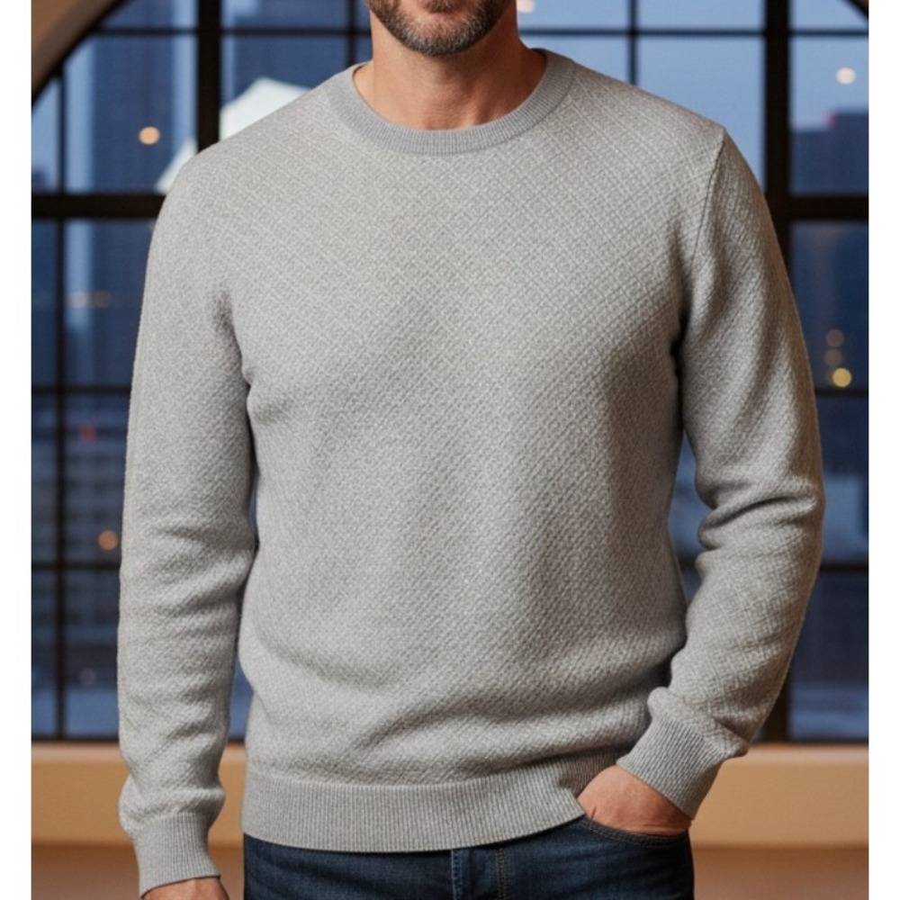 Emporio Armani 100%‎ Virgin Wool Gray Men's crewneck sweater, Size XL